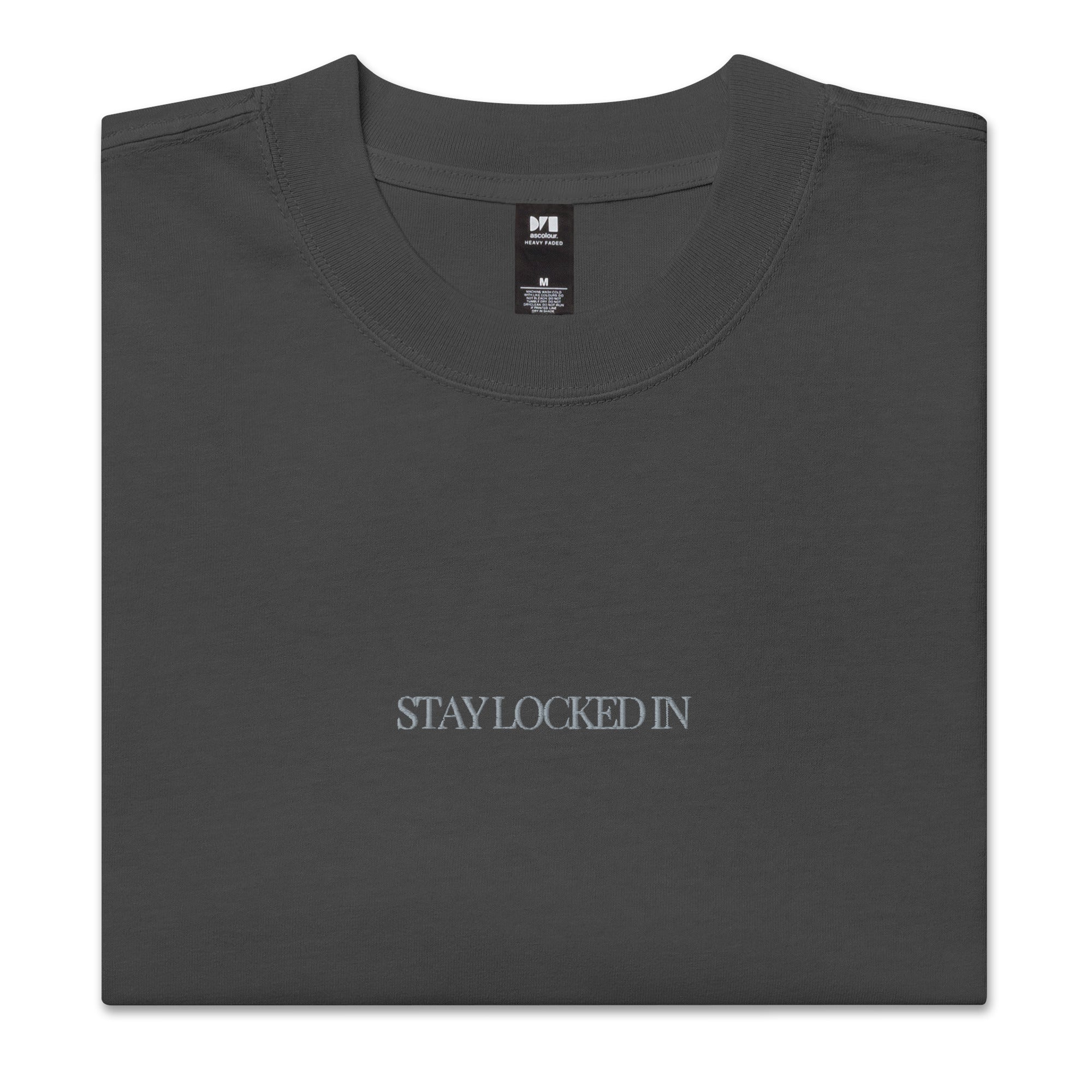 "Stay Locked In" Embroidered Typeface T-Shirt